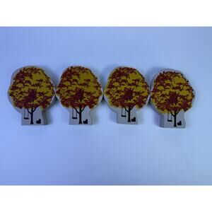 Cat’s Meow Set Of 4 Red Maple Tree Shelf Sitter Wood Village Accessory